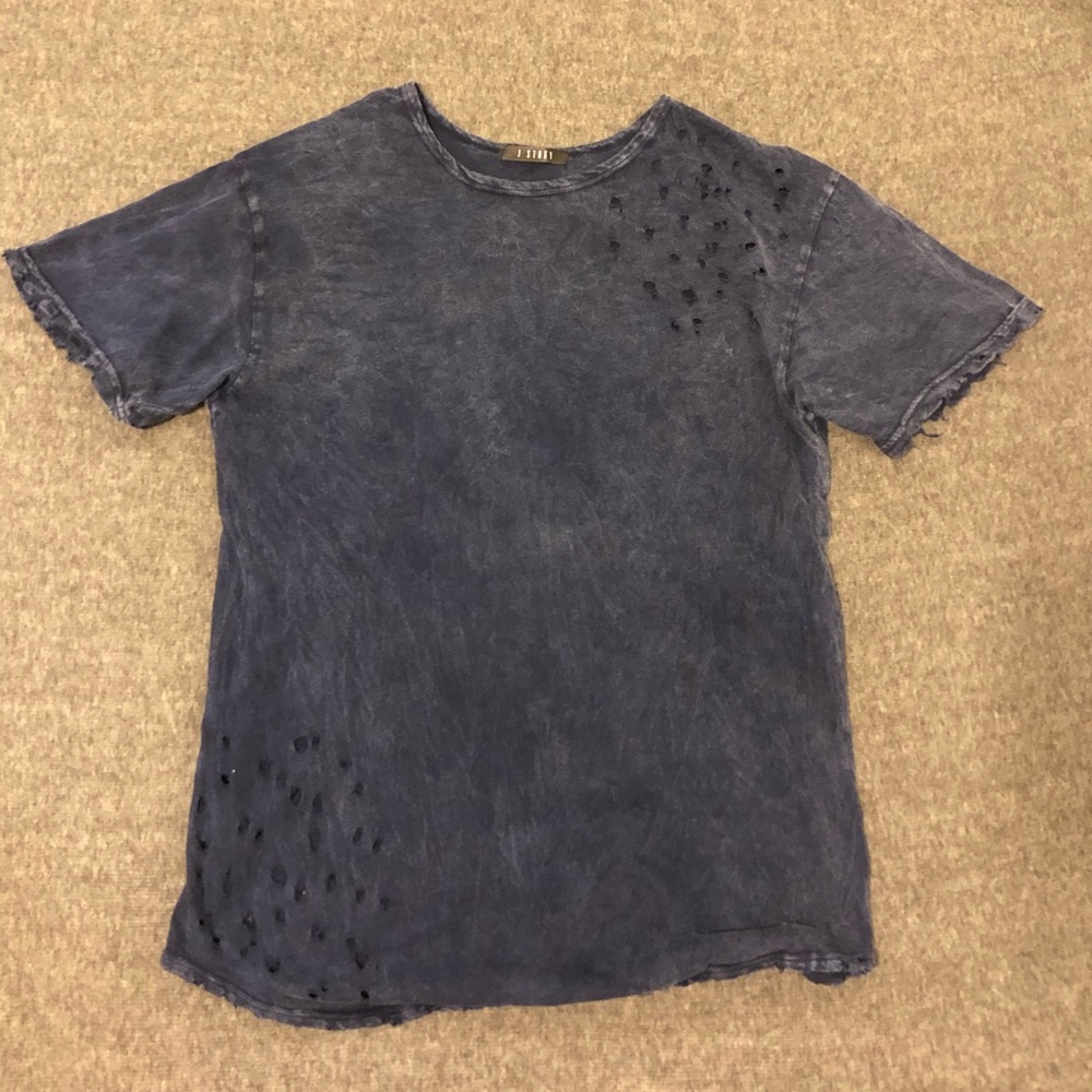 cute distressed j story blue T-shirt